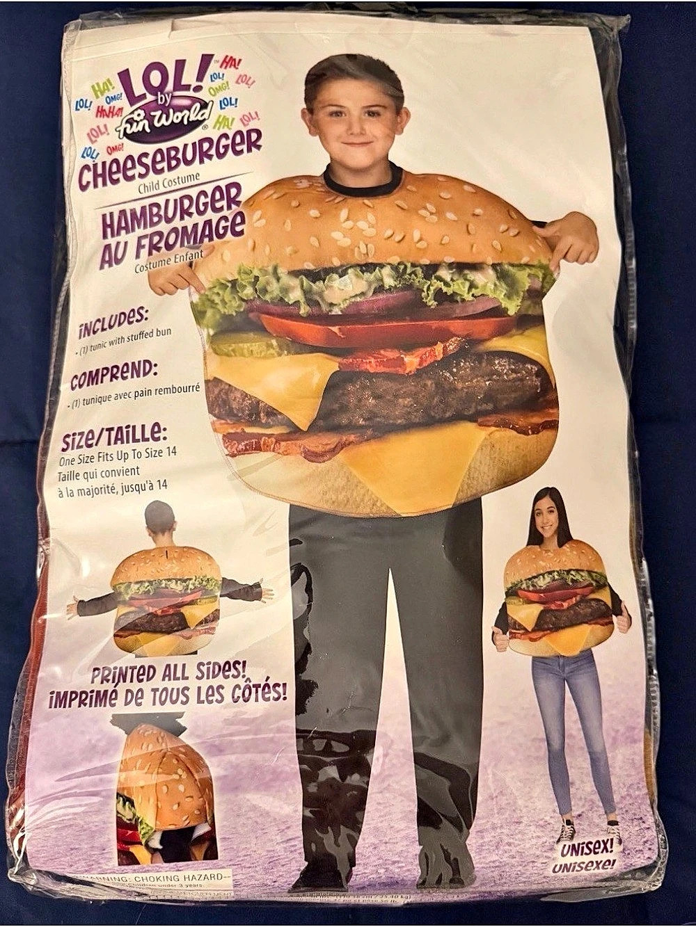 Cheeseburger Costume Kids One size up to 14 unisex
